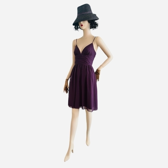 David’s Bridal Purple Straps Fit & Flare Dress Beautiful Sheer Bridesmaid Dress - Picture 3 of 13
